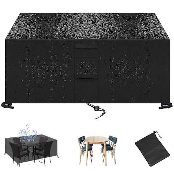 58 Størrelser 420d Udendørs Terrasse Vandtæt Oxford Havemøbelovertræk, sort 150*150*75cm
