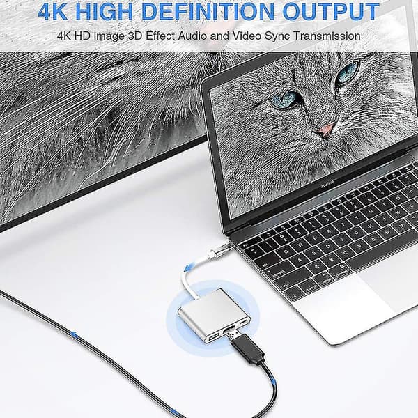 Usb C Hubb, Ultratunn Typ C Hubb Adapter, Usb-c Strömförsörjningsportar Silver gray