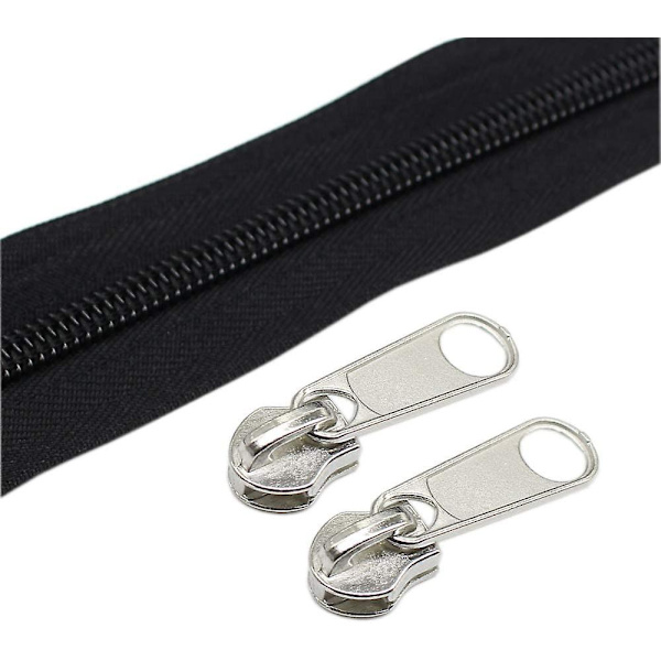 #8 Store Nylon Spiralglidelåser På Meteren Bulk Svart 10 Meter Med 10 stk Glidere For DIY Sy Skredder Håndverk Vesker (svart 10 Meter)