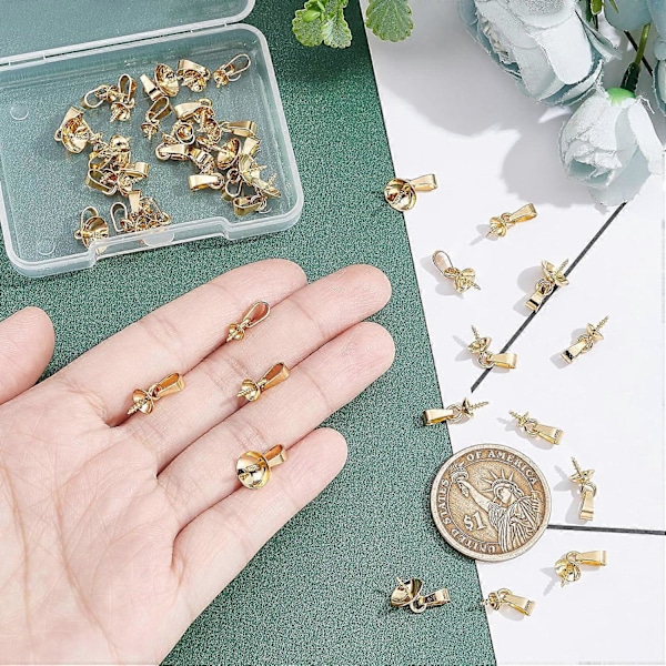 40 stk. 4 Størrelser Gullfargede Kopp-Peg Bails 304 Rustfritt Stål Klype-Bails for Halvborede Perler Skrueøye-Peg Bails for DIY Smykkefremstilling