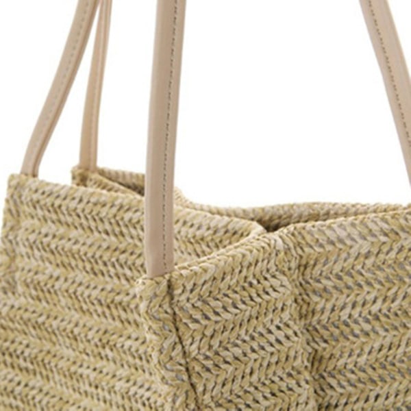 Damväska i enfärgad axelväska Casual vävd strandväska för pendling och semester Dark Beige