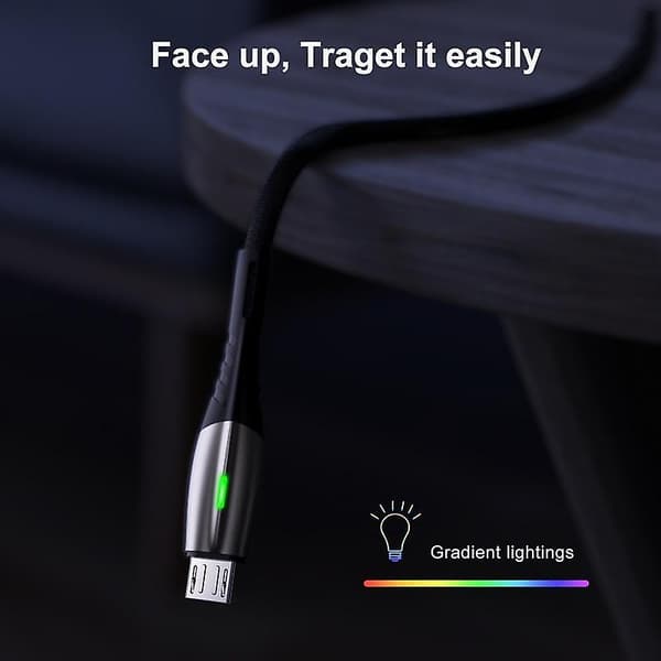 Usb Typ C Kabel Led Android Mobiltelefon Laddare Datakabel Black for Micro 1m (3.3ft)