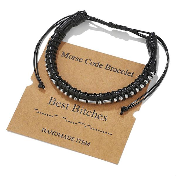 Morse Code Alfanumerisk Par Armband Justerbara Armband Morse Code String ZJ8400-Best Bitches