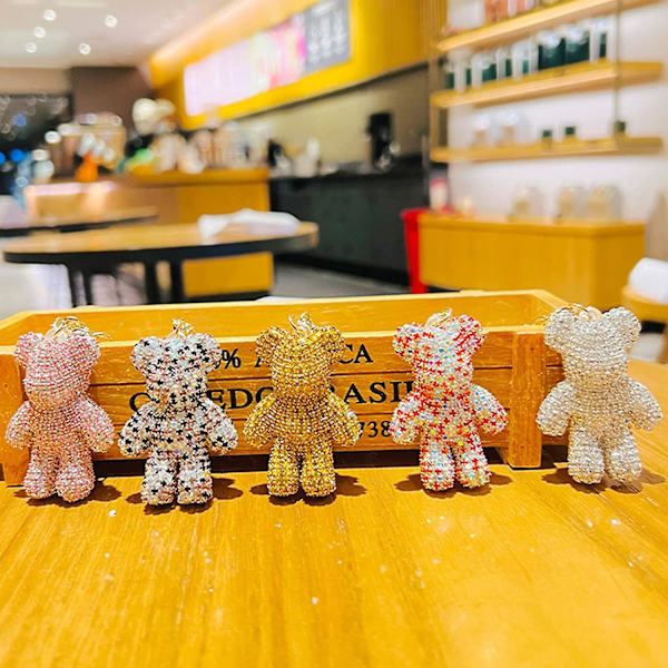 Söt björn nyckelring accessoarer för kvinnormamakidsgirlmenkawaii bilnyckelring för plånbokryggsäckmyntväska