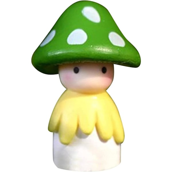 Miniature Svampe Dukker Fe Have Dukke Figurer Dukkehus Haveindretning Mikro Landskab DIY Udendørs Dekorationer (4 stk) Green
