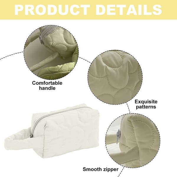 Polyester Blomster Kosmetikpose Opbevaring Afslutningspose Bærbar Kosmetikpose white