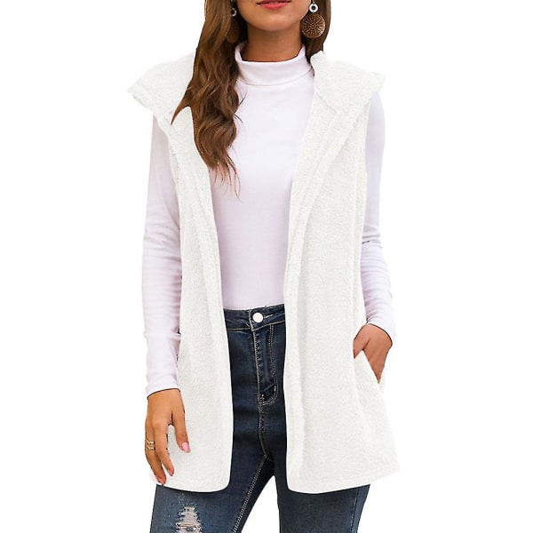 Kvinnor Plysch Hoodied Väst Casual Vinter Höst Varm Ytterkläder Solid Coat Ny 2XL A