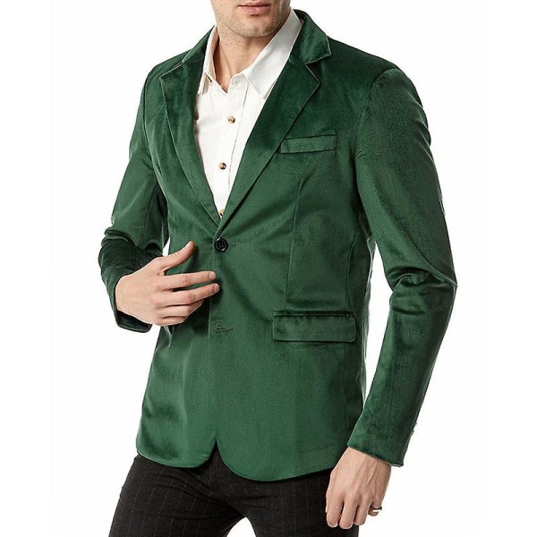 Herr Slim Fit Lättviktsjacka, Två Knappar Business Kostym Blazer Green XL