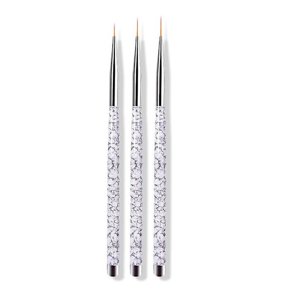 Nagelkonst Liner Pensel, UV-Gel Färg Striping Penslar För Korta Drag, Detaljer, Blandning, Förlängda Linjer white quantity  3pcs