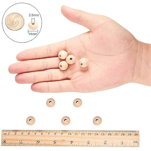 200 kpl 14 mm (11/20 tuumaa) luonnollisia viimeistelemättömiä puuhelmiä pyöreitä puupalloja irtopuhelmiä askarteluun DIY-korujen valmistukseen