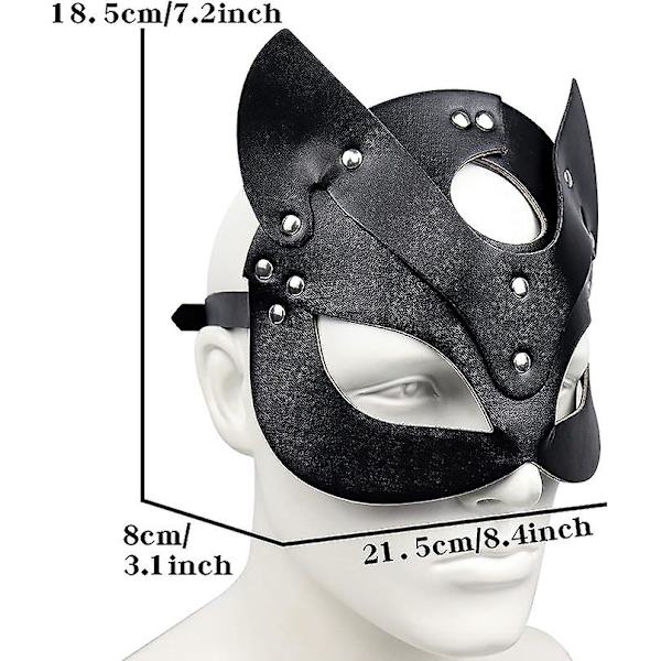 Kvinnor Läder Katt Mask Sexig Halv Ansikte Ögonmask Cosplay Kostym Rekvisita Halloween Fest Maskerad Mardi Gras B