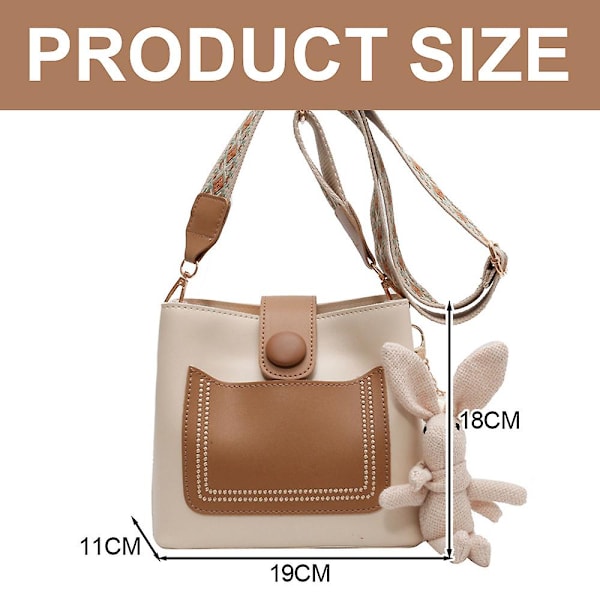 Ny Pu Tote Bag Mode Handväska Axelväska Joker Retro Slung Bucket Bag khaki