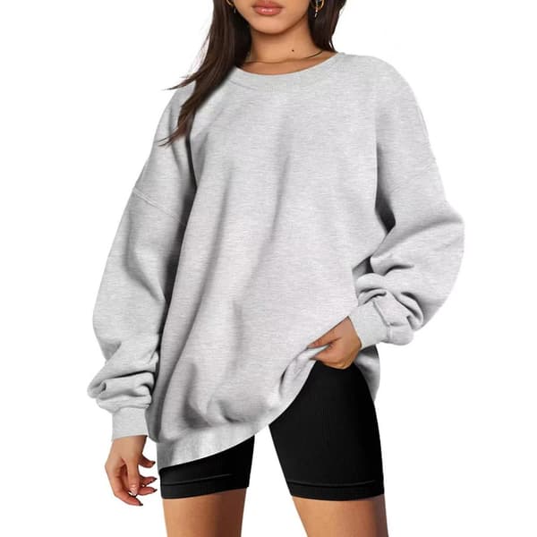 Casual sweatshirt til damer med snøre, lange ærmer og hætte til efterår og forår M Gray