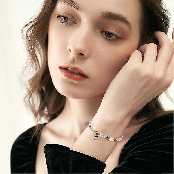 Tilapärlor Armbandssats Inkluderar 11 Färger 2-Hål Rektangulära Glasfrö Pärlor Stora Ögon Pärlning Snören Elastiskt Tråd för Armband Halsband Örhängen