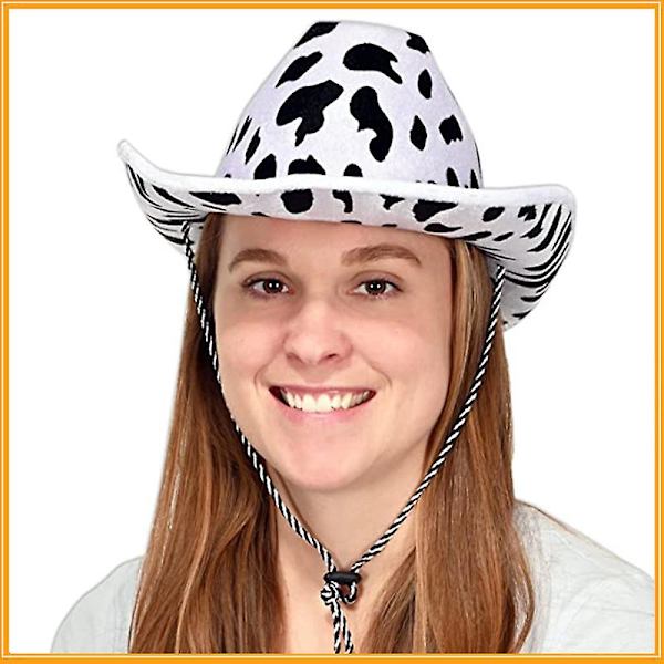 3 stk. Herre- og dameko-print, hvid/sort - tema, til western-tema Wild West-festartikler, hvid