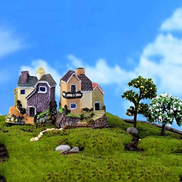 Miniatyrhalmtakhus  Fehave Miniature Resin Halmtakhus Mikro Landskab Ornament Dekoration Fødselsdag Gave Tilfældig Stil