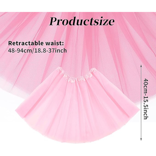 Dam Tutuskjort Klassisk Elastisk 3-lagers Tyllkjol Röd 80-talskjol Tutu Dirndl Kvinnors Kort Tonårsdansklänning rosa