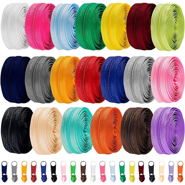 60 Yards 20 Stykker Syglidelåser #5 Nylon Spiralglidelåser Assortert Glidelås For Sying Med 200 Glidelåsdragere For Diy Skredder Syhåndverk Forsyninger, 20 C