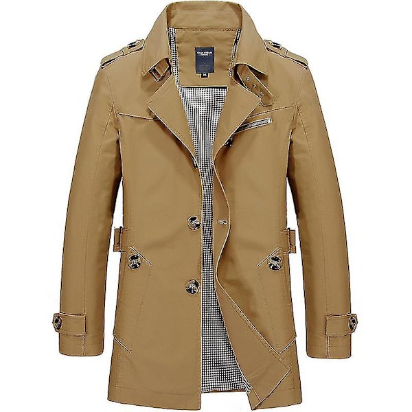 Miesten puuvillaiset vapaa-ajan takit, puolipitkä tuulitakki, pestävät takit kevääseen ja 2XL Deep Khaki Thin