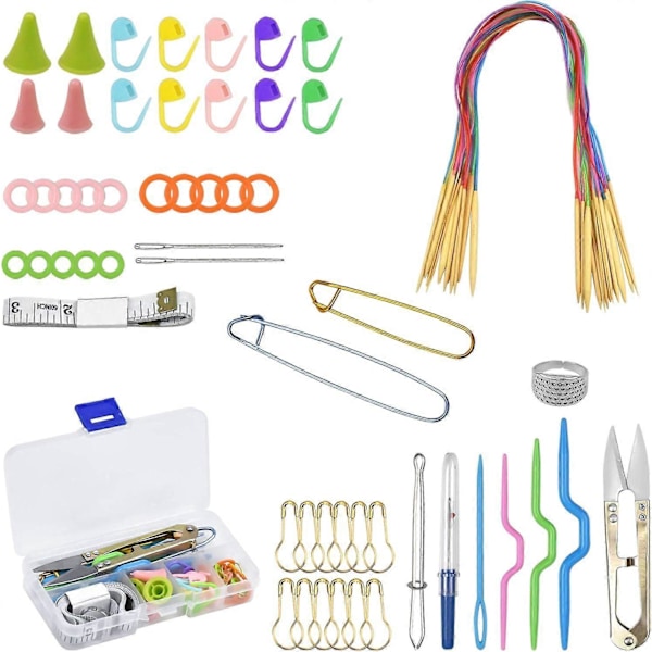 71 st Bambu Stickor Set Rundstickor Set, 2mm-10mm