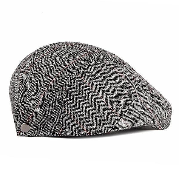 Sztxj Herrkeps Klassisk Herringbone Tweed Ullblandad Platt Hatt