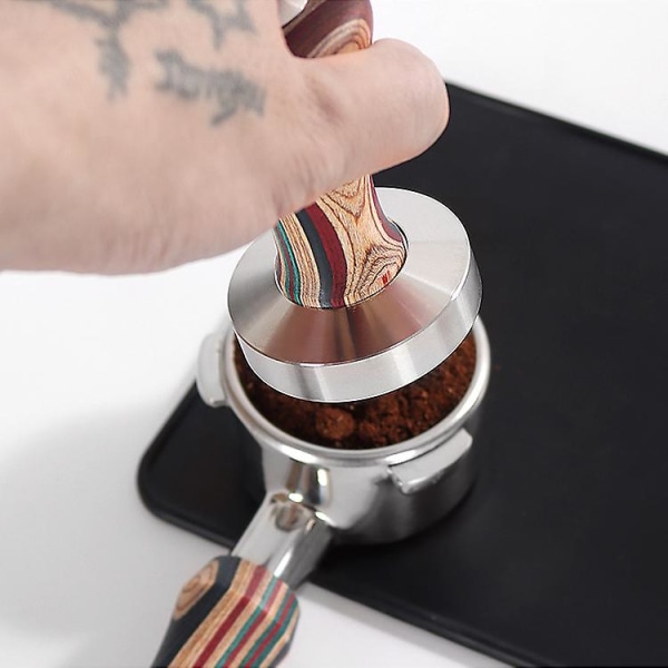 Kaffetamper i rustfrit stål (53 mm farvet trætamper)