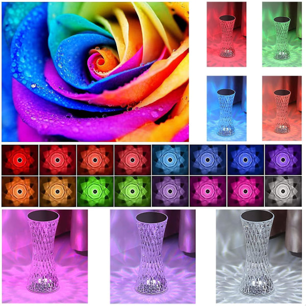 Akryl Nattbordslampe, [16 Farger 4 Moduser] Berørings LED Skrivebordslampe Med Fjernkontroll, RGB Fargeskiftende