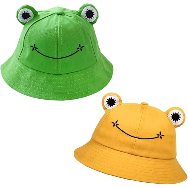 sammakkohattuja, ämpärihattuja, ranta-aurinkohattuja miehille ja naisille, söpöjä sammakkohattuja aikuisille, lapsille (vihreä keltainen)
