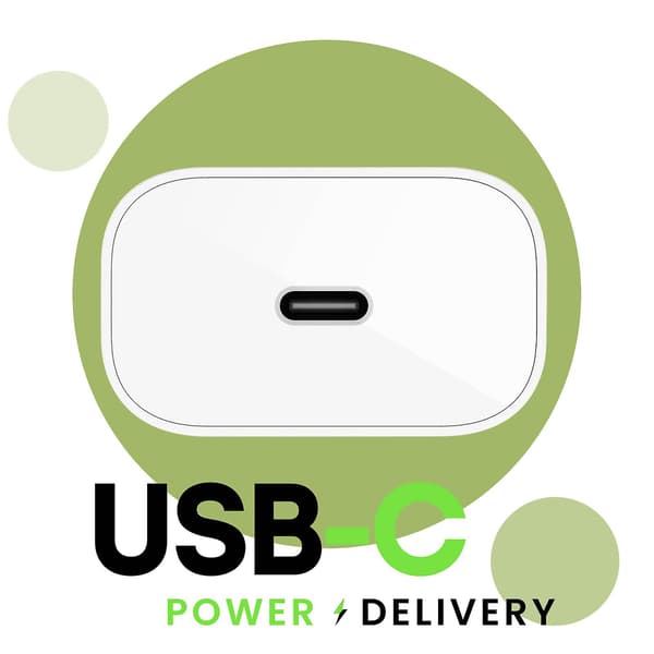 USB C 25W Power Delivery PPS litteä ja kompakti seinälaturi White