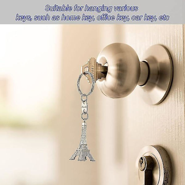 30 st Eiffel-tornet nyckelring Retro nyckelring Dekorationer Handväskor Charms Staty Modell Bal Nyckelring Franska Souvenirer silver