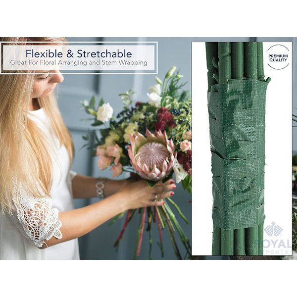 Blomstertejp Grön, Blomsteromslag Självhäftande Vattentät Tejp För Buketter 0,25\" (60 Yd/180 Ft) - 3 Rullar