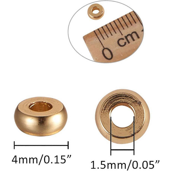20 st 4 mm Glatta Runda Metall Distanspärlor Lösa Pärlor för DIY Smyckestillverkning