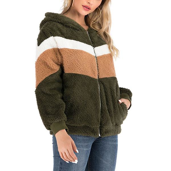 Damejakke med hætte, moderigtig langærmet vindtæt varm løs jakke til kvinder 5XL Army Green