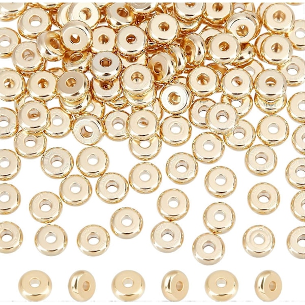 150 st 5mm Gyllene Platta Runda Distanspärlor 304 Rostfritt Stål Skivor Lösa Pärlor Små Metallpärlor Små Hål Pärlor för Halsband Armband SmyckestillverkningH