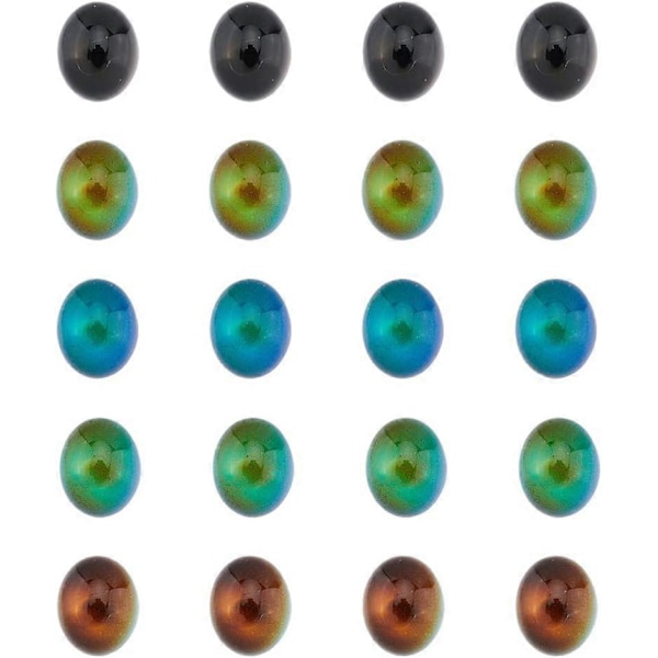 40 stk. Sorte Ovale Glas Cabochoner Temperaturfølsomme Farveskiftende Cabochon Perler Gennemsigtige Skiftende Farve Humør Glas Perler til Smykkefremstilling DI