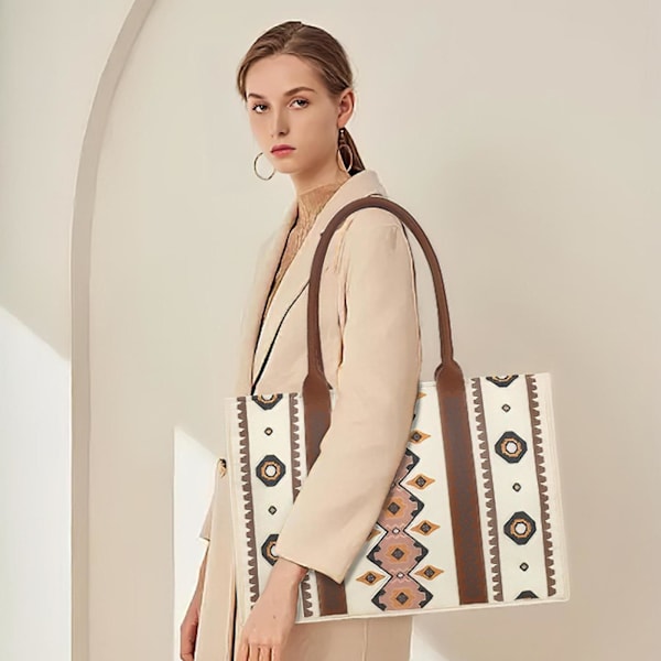Wrangler Tote Bag Western Purses Damväskor Axelremsväskor Boho Aztec Handväskor Canvas L
