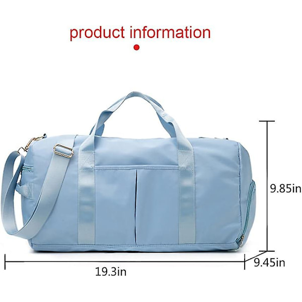 Sports Gym Bag med Skoveske Våt Bag Duffelbag Vanntett Reiseveske For Kvinner Menn Militærgrønn 29l Light Blue