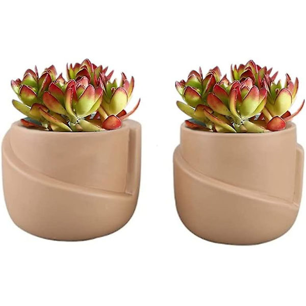 Set med 2 keramiska blomkrukor - Oregelbunden form - Kreativ - För små växter, kaktusar (a + B) Style 3