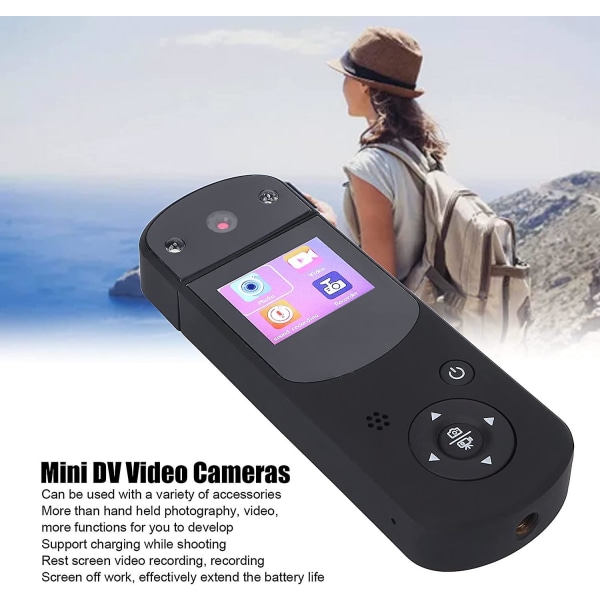 Mini Kamera, 1080p HD Bærbart DV Kamera med Fyllelys Infrarød Nattopptak Funksjon, HD, Lang Standbytid (svart)