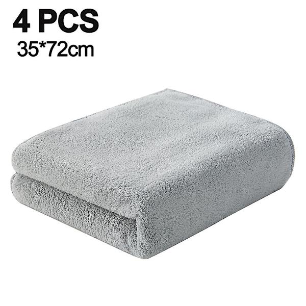 Erittäin pehmeät kylpypyyhkeet 4 kpl (35 x 70 cm) - Nopeasti kuivuvat - Korallifleece erittäin imukykyinen pyyhe Grey