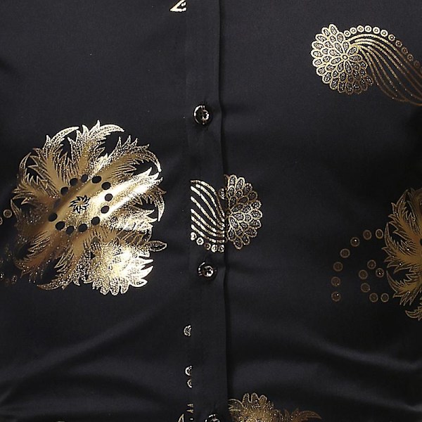 Blomstrete Hawaiiskjorte for menn, Slim Fit fritidsskjorte for stranden Black L