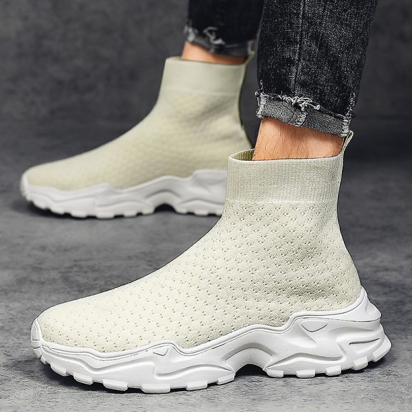 Heren Dames Sneakers Ademend Hardloopschoenen Mode Sportschoenen Nk08 Beige EU 42