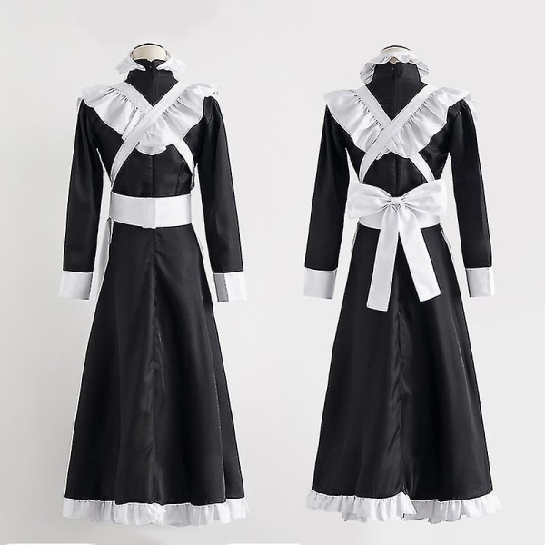 Klassisk Maid Cosplay Outfit Söt lång klänning Cosplay kostym Brittisk stil Cafe Maid Dress L Male