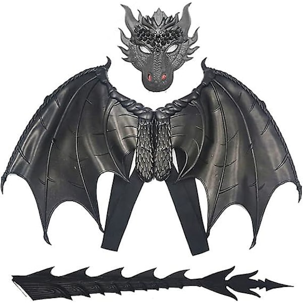 Halloween Mardi Gras Kostume Cosplay Demon 3d Realistiske Dragevinger Til Voksen Sort