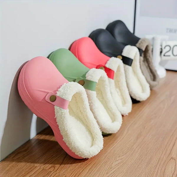 Mysiga vattentäta husslippers Anti-skid Slip-on skor inomhus för män Vinter skor Fuzz-fodrade träskor Pink EU39 40