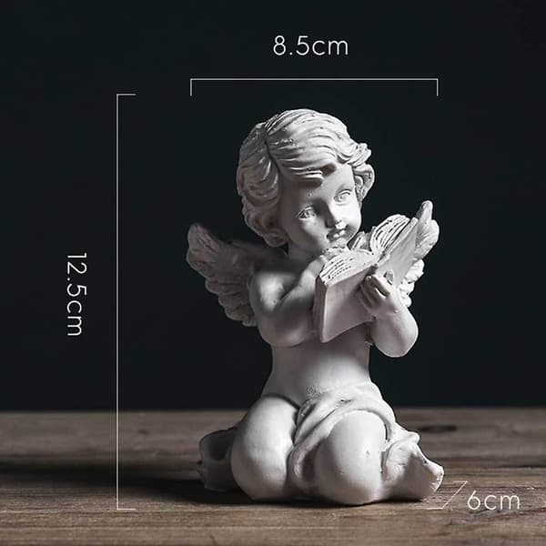 Resin Engel Figur Engel Statue Skrivebordsdekoration Ornament Hvid Stil B(8.5x6x12.5cm)