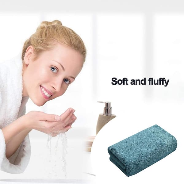 Håndklæde Sæt Af 4 - 100% Bomuld Blødt Plys Absorberende Badehåndklæde - Premium Vaskesvampe Til Spa, Badeværelse (34*73cm) Blue