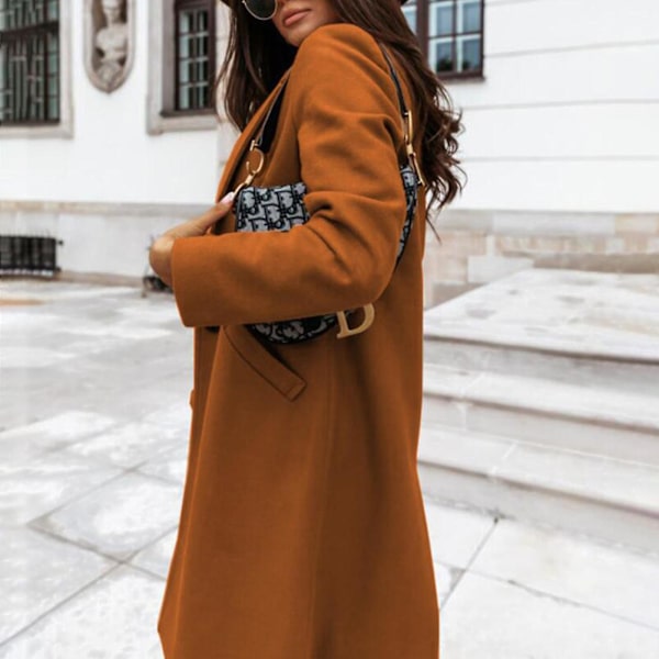 Vinterlång trench peacoat ullblandning överrock för arbete resor skola högskola 3XL Light Apricot