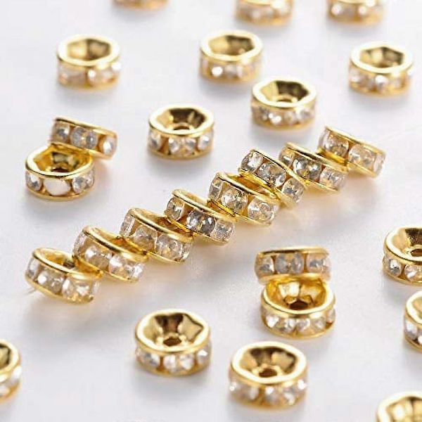 1000 st 6mm Kristall Rhinestone Distanspärlor Guldpläterade Rondelle Distanspärlor för Smyckestillverkning