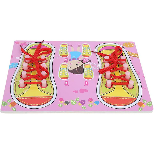 Lære At Binde Sko Legetøj Træ Puslespil Sko Bindings Øvelse Baby Tidlig Læring Pædagogisk Legetøj (qzm-pink Snørebånd) Nyhed Og Sjovt Legetøj Qzm-pink Laces